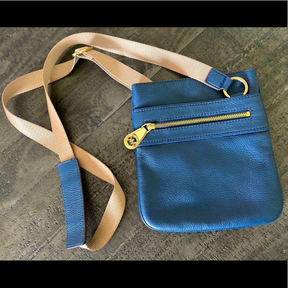 Michael Kors Navy Leather Crossbody Bag
